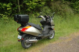 rear view of the aprillia atlantic scooter